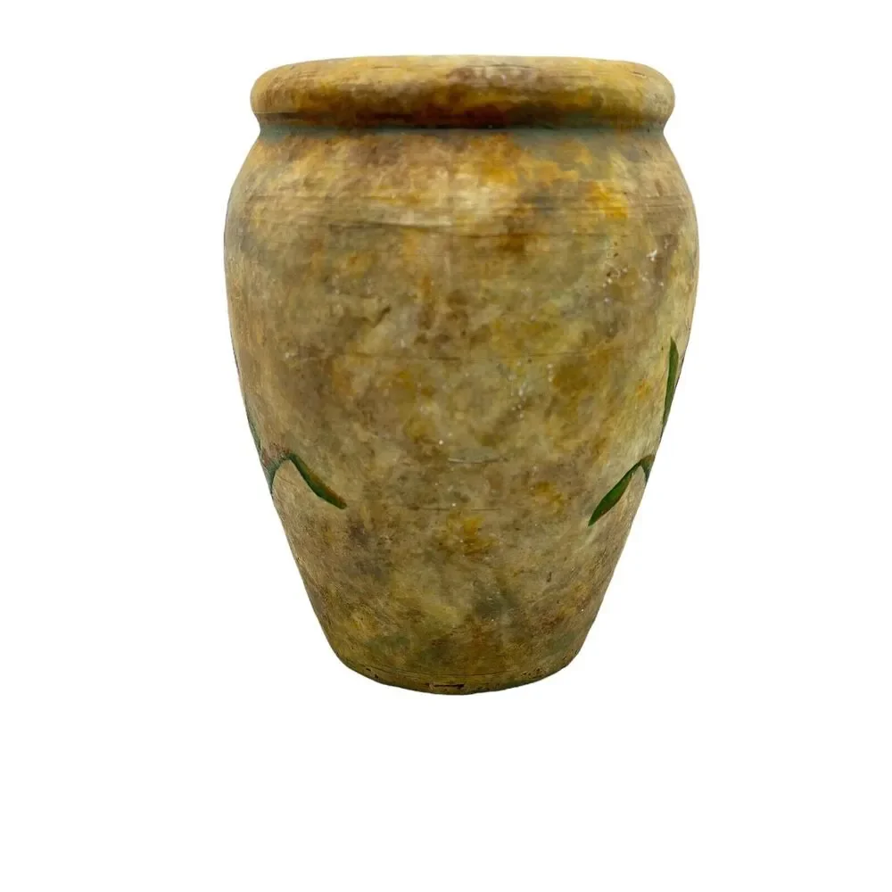 Ceramic Vase Iris U. Latifolia Painted Distressed Stone Wear Flower Vintage - Picture 5 of 12